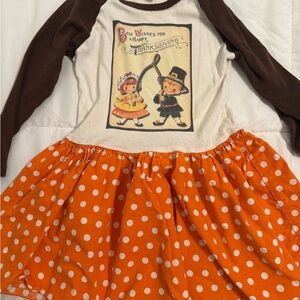 Kids Thanksgiving Costume Dress - Orange and Brown